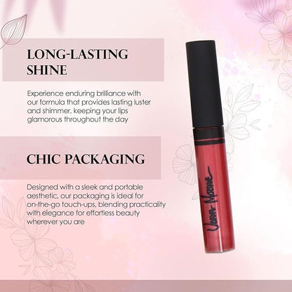 Lip Gloss, Moisturizing Lip Color with Shimmer for Long Lasting Shine, Lightweight Lip Stain, Non-Sticky Lip Gloss with Aloe Vera, W/Vitamin C, E (Passion Fruit)