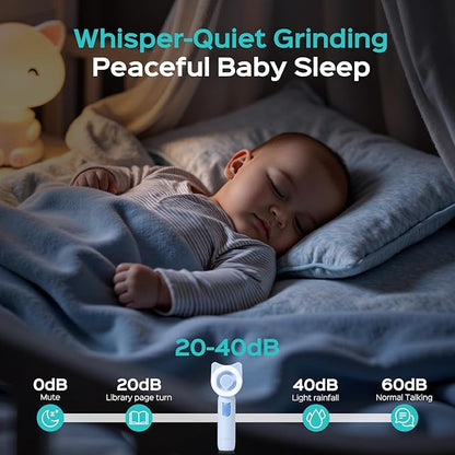 COSLUS Baby Nail Trimmer Electric: Gentle Baby Nail File with Quiet Design & 360° Light - Safe for Sleep Trim Grind, 16 in 1 Cute Nail Clipper Kit for Newborn Infant Toddler, C50, Blue
