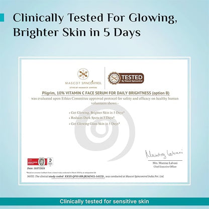 10% Vitamin C Face Serum by Pilgrim | Anti Aging Facial Serum with 5% Niacinamide & Kakadu Plum | Reduces Fine Lines, Smooths Skin Texture & Improves Radiance | 1.01 Fl Oz (30ml)