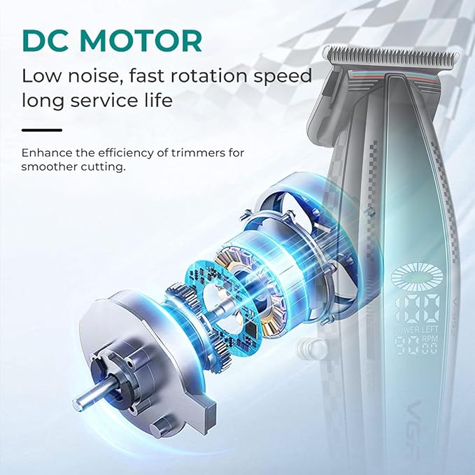 VGR 992 Professional Hair Trimmer for Men Versatile Cordless Zero Gapped Line Up Clipper for Beard Hair T Blade Barber Trimmer Metal Body 9000 RPM Rechargeable 240-Minute Run Time
