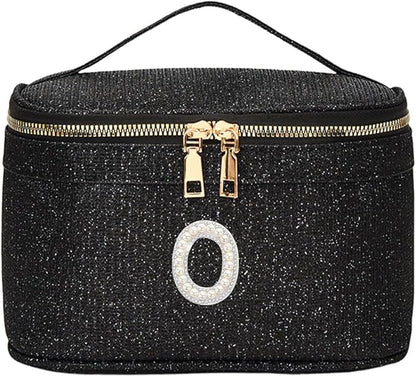 EURYNOME Makeup Bag with Custom Letter O, Water-Resistant Travel Organizer Pouch, (8.3x5.1x5.1 Inch) Cosmetic Case for Women