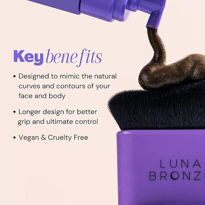 Luna Bronze Contour Blending Brush | Sculpted Kabuki Brush for Self Tan or Liquid Foundation Application | Easily Achieve Self Tan Contour Look | Quality with Multiple Uses & Vegan Bristles (1 item)