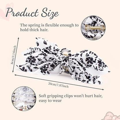 Bow Claw Clips Bow Hair Clips White 3PCS Big Hair Bows for Women Butterfly Styling Large Hair Clips for Thick Hair for Girls Hair Accessories for Teen