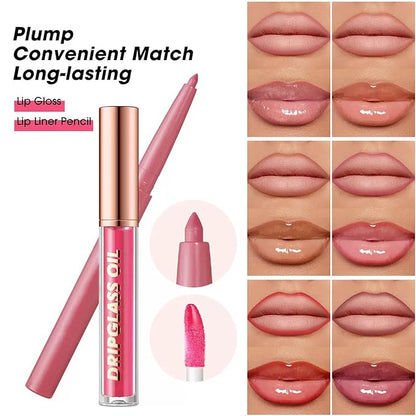 Pink Lip Liner Waterproof Lip Kit With Lip Liner and Gloss Long Lasting Pluming Smudge proof Highly Pigmented Lip Liner Set with Lipgloss (09# Pink)