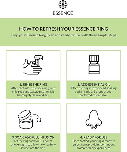 Essence Wearable Aromatherapy Nasal Diffuser – Stress Relief Essential Oil Nose Ring Refresh Kit – Personal Scent Clip for Travel, Work & Everyday Use – Made in USA