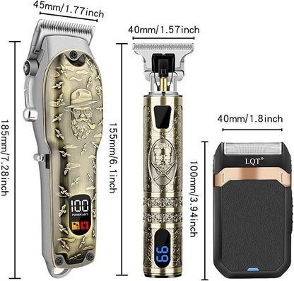 Professional Hair Clipper Set for Men Electric Shaver Razor Cordless Hair Cutting Barber Clippers Beard Trimmer Men’s Grooming Kit Gifts for him (Bronze)
