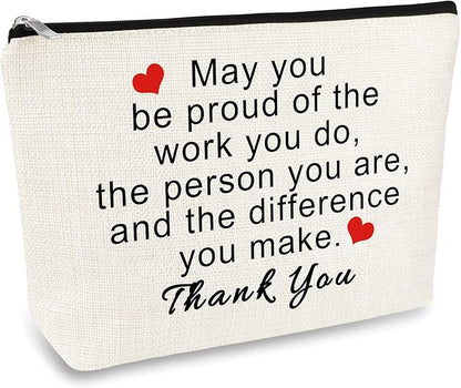 Thank You Gifts for Women Social Worker Makeup Bag Inspirational Gifts for Friends Colleague Coworker Employee Appreciation Gift for Nurse Mentor Teacher Thanksgiving Birthday Gift Cosmetic Bag Pouch