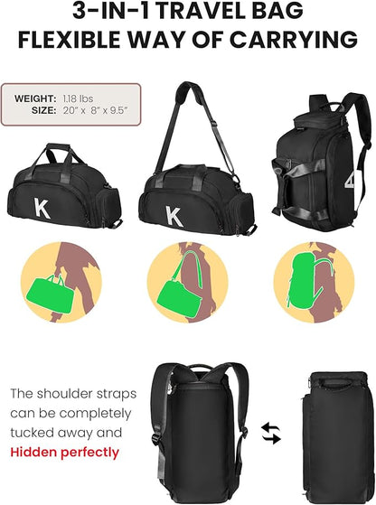 Teen Girl Gift Trendy Stuff, Initial Gym Bags with Shoe Compartment, Dance Bag for Girls, Monogram Kid Overnight Bags, Travel Duffel-Perfect for Ballet Sport Yoga Gymnastics (Letter R)
