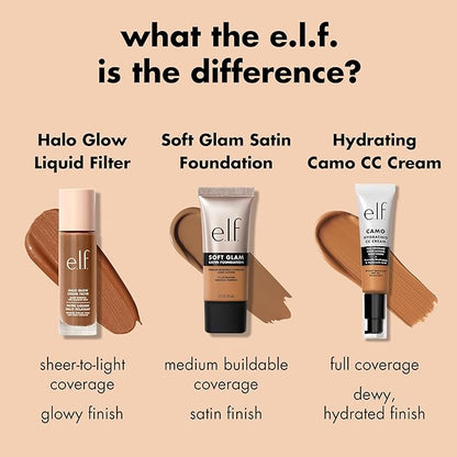 e.l.f. Soft Glam Foundation, Medium Coverage, Long-Lasting & Buildable Foundation For A Smooth, Satin Finish, Vegan & Cruelty-Free, 63 Rich Warm