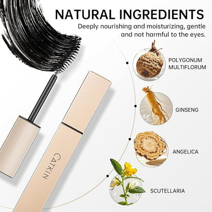 CATKIN Lash Lengthening Mascara, Volumizing & Lengthening, Very Black, Clump-Free, Long Lasting Waterproof Formula for Dramatic Long Lashes 7.5g