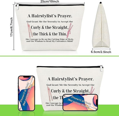 Hairdresser Gifts Hair Stylist Prayer Makeup Bag Hair Stylist Presents Hairstylist Gift Christian Appreciation Presents for Salon Religious Birthday Cosmetic Bag Cosmetology Graduation Travel Pouch