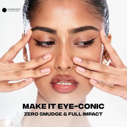 Sacheu Liquid Eyeliner STAY-N Long Wear Waterproof Eyeliner Pen with Ultra-Precise 360° Flexible Tip — Smudge-Proof Vegan & Cruelty-Free Eye Makeup, Eye’m Crisp
