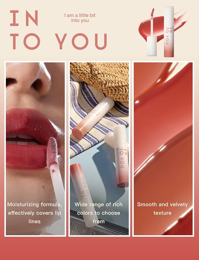 INTO YOU Lip Stain Long Lasting, Lip Gloss, Lip Tint, Lip Plumper Gloss, Glitter Lip Gloss, Liquid Lipstick, Vivid Color, Smudge-Proof, Lightweight, Naturally Moisturizing, Lip Oil For Dry Lips (CC02)