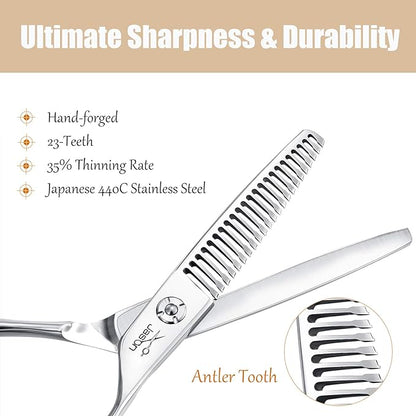 JASON 6" Texturizing Hair Scissors, 23 Teeth Hair Texture Shears Professional Blending Hair Thinning Scissor for Barber, Hairdresser, Stylist, Women and Men, Japanese 440C Stainless Steel Christmas Gi