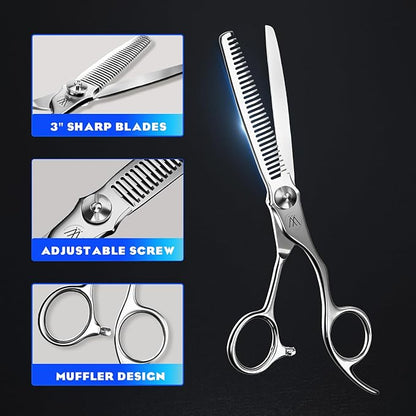 Sirabe Professional Hair Thinning Shears, 6.5" Extremely Sharp Blades for Thinning Hair with Gift Case, Barber Hair Cutting Texturizing Teeth Scissors for Salon Home Hairdressing, Men and Women