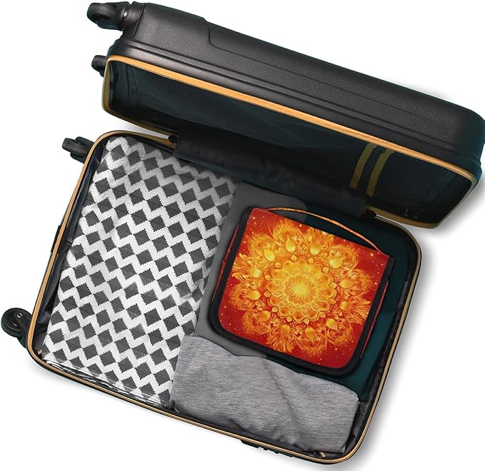 Travel Toiletry Bag for Women & Men Ethnic Mandala Flower Toho Hanging Cosmetic Organizer Portable Waterproof Makeup Case Make Up Bag with Compartments Travel Essentials for Bathroom Shower