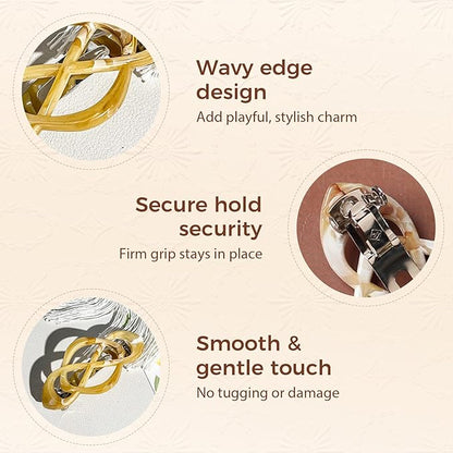 Vintage French Barrette Hair Clips, Hair Barrettes Hair Accessories for Women Girls, Elegant Retro Non Slip Clip with Classic Design Thick to Thin, Stylish Accessories Hair (Gradient Color, 4PCS)