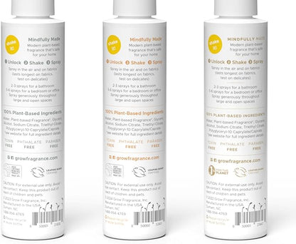 Grow Fragrance 100% Plant-Based Air Freshener Spray | Freshen Fabric & Rooms | Golden Grove, Woodland Sage, Blondewood Scents | Made with Natural Essential Oils - Variety 3 Pack, 5 oz each