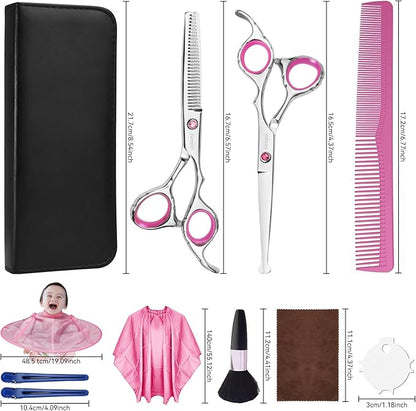 Safety Round Tip Toddler Haircut Scissors Kit - Stainless Steel 11-Piece Hair Clippers for Kids, Men, Women & Salon Use - Professional Barber Grooming Shears with Thinning & Layering Tools