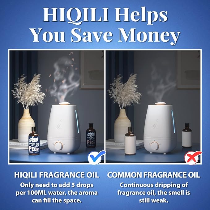 HIQILI Peony Essential Oil 100ml, Floral Fragrance Oil for Aromatherapy, Perfect for Home Diffusers, New Car Clear The Air, Laundry, DIY Candle and Soap Making Supplies 3.38 Fl Oz