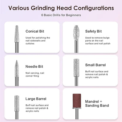 COSLUS Cordless Nail Drill Electric File: Professional for Acrylic Gel Dip Powder Nails Portable Nail Drill Machine Kit for Manicure Pedicure Nail Set with Everything Rechargeable Lightweight