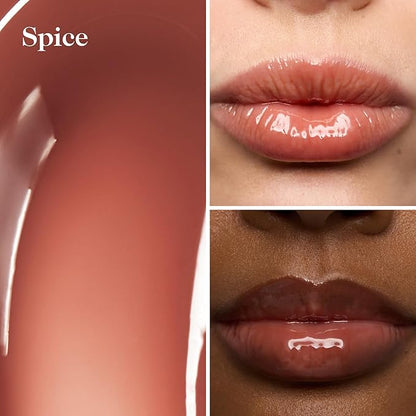 goop Beauty Hydra-Barrier Gel Gloss | Hydrating Lip Gloss to Moisturize & Plump Lips | Hyaluronic Acid & Vitamin E | Spice - Sheer Cocoa | 0.13 oz
