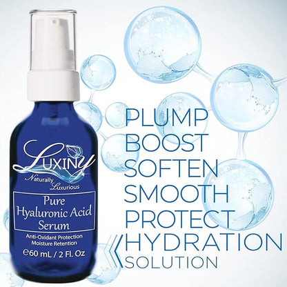 Pure Hyaluronic Acid Serum for Face 2oz (DOUBLE SIZE) Anti-Aging Serum, Anti-Wrinkle Moisturizer, Natural Hydrating Serum for Skin, Use Daily
