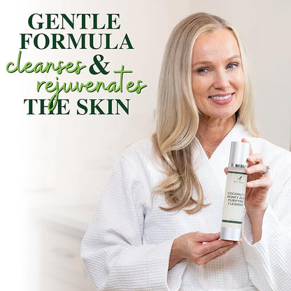 Coconut & Honey Aloe Purifying Cleanser | Organic Face Wash for Women & Men | Gentle Vegan Foaming Facial Cleanser for All Skin Types | Non-Toxic, Clean Ingredients | 120ml Airless Pump