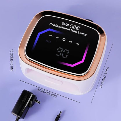 LIMEGIRL UV LED Nail Lamp Kit for Gel Polish Professional Fast White Curing Dryer Light Set with 36 Beads and Gloves and LCD Large Screen Cordless Rechargeable Nail Art Cure Machine at Home and Salon