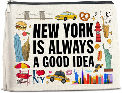 New York Travel Gifts Makeup Bag - New York Lovers Cosmetic Bag with Zipper