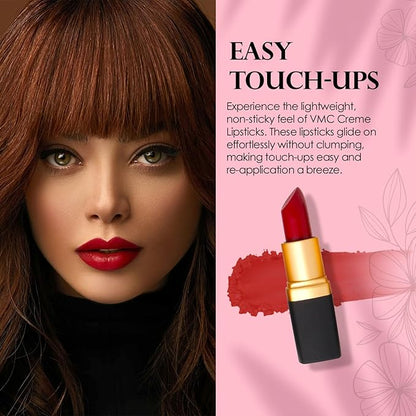 Vera Moore Creme Lipstick, Long Lasting, Lightweight, Moisturizing Opaque Color with Staying Power, Fragrance, and Paraben Free Cosmetics Soft Lipstick (Cranberry)