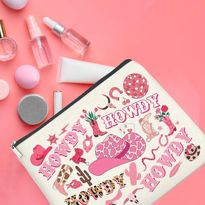 Cowgirls Gifts Makeup Bag Western Cowgirl Gifts for Girls Women Howdy Cowgirl Zipper Makeup Pouch