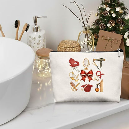 Chrisamas Hairstylist Gifts Women Makeup Bag Make Up Bag, Cosmetic Bags for Hairstylists, Hairdresser Gifts for Cosmetology Student Teen Girls(Red)