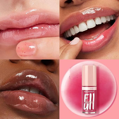Anglicolor 2PC Lip Oil and Metallic Glitter Pink Lipstick,Natural Lip Plumper,Fruit Flavoured Lip Oil,For Dry Lip's Moisturizing Hydrating,Vegan & Cruelty-free (02 Pandora+15)