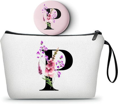 Happy Birthday Friendship Womens Bridesmaid Coolest Gifts for Sister Teacher Coworkers Personalized Travel Makeup Cosmetic Bag with Mirror Valentines Mothers Day Christmas Graduation P