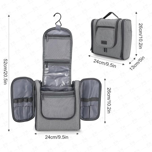 Hanging Toiletry bag & Makeup Bag for Travel, Water-Resistant Organizer Toiletries Bag with Separate Compartments, Travel Essentials Kit (Gray)