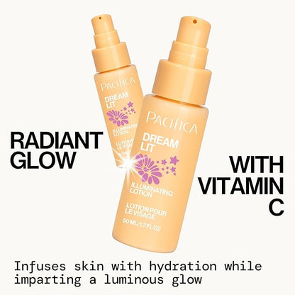 Pacifica Glow Baby Brightening Skincare Set – Vitamin C Booster Serum, Hydrodew Vegan Snail Moisturizer & Dreamlit Illuminating Lotion for Glowing Skin, Hydration & Radiance