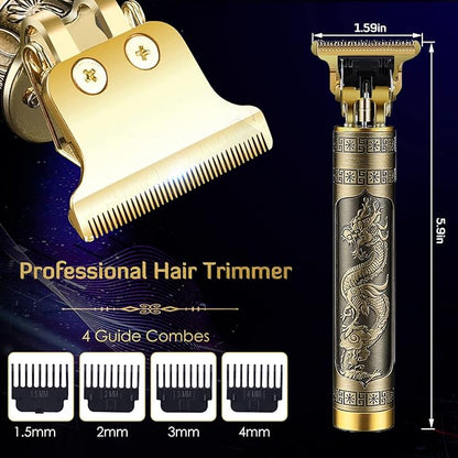 Professional Cordless Hair Trimmer, T-Blade Clippers for Men, Zero Gapped Rechargeable Beard Trimmer, Hair Cutting Kit With Guide Combs, Ear Spoon Tool Set