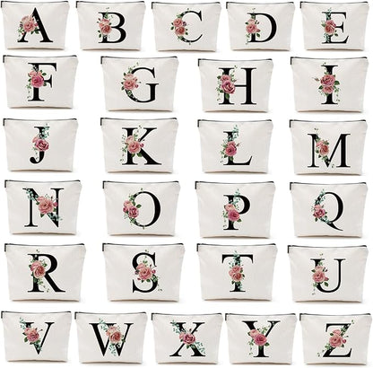 A-Z Personalized Makeup Bag, Monogrammed Bridesmaid Presents Cosmetic Bag, Portable Stationary Storage Organizer, Friendship Travel Makeup Bags