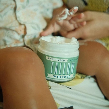 Whipped Tallow 9oz - All Natural Face Cream + Whole Body Moisturizer for Dry Skin - No Preservatives, Parabens or Seed Oils - 100% Pure, No Added Fragrance - USA Made (Unscented)