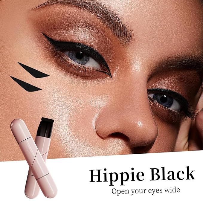 Foldable Eyeliner Stamp,Winged Eyeliner Stamp,Gel Eye liner Pencil Set for Perfect Wings,Smudge Proof & Waterpoof Eye Liner,Easy Eye Stencil Makeup Tool (2PCS-Brown+Black)