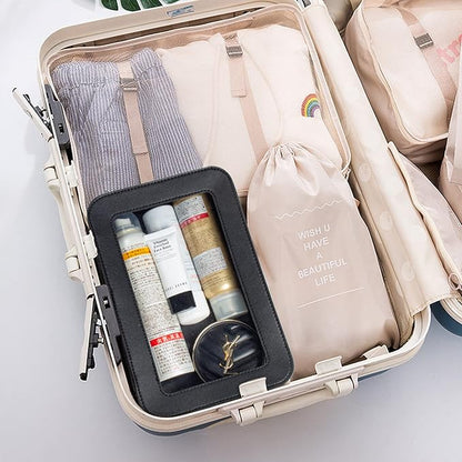 LETGO Clear Makeup Bags, TSA Approved Toiletry Bag with Zipper, Clear Makeup Organizer Fit Carry-on Travel Essentials,Clear Cosmetic Bags for Women Men (O-Black)