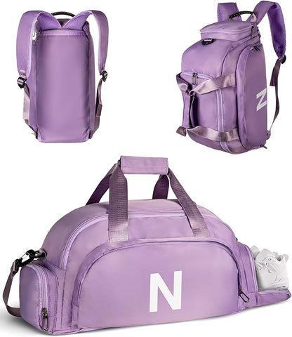 Girl Gifts for 16-18, Initial Gym Bags with Shoe Compartment, Dance Bag for Girls, Monogram Kid Overnight Bags, Ballet Sport Gymnastics Cheer Travel Duffle Tote (Letter N)