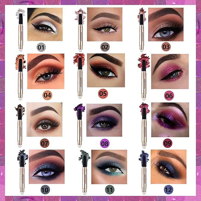 Green Eyeshadow stick Makeup Brush,Glitte Primer Palette Smooth Cream Shimmer Pencil Long Lasting Waterproof Eye Shadow Highlighter Hypoallergenic Multi-Dimensional eyes Look