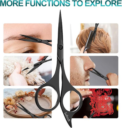 Professional beard scissors, 4.9-inch (black) small pointed stainless steel hairdressing scissors, Moustache Trimming，suitable for personal care and beauty of both men and women