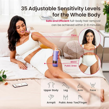 IPL Laser Hair Removal for Women and Men, 25J Triple-Pulse Permanent Hair Removal Device for Ingrown Hair, 37°F Painless Sapphire Ice Cooling Hair Removal for Legs, Armpits, Face, Bikini, Underarms