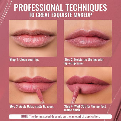 Oulac Matte Liquid Pink Nude Lipstick for Women 3PCS, Pink Nude Lip Stain Long Lasting Waterproof, No Transfer, Creamy High Pigmented Formula, Vegan & Cruelty-Free. M12+M13+M19
