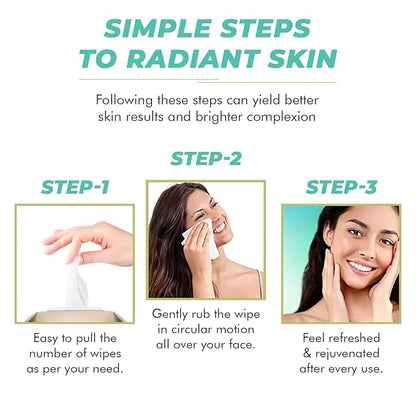 Peptides Facial Wipes - Dermatologist-Tested, Anti-Aging, Korean Skin Care, Gently Cleanses, Restores Moisture & Refreshes Skin - Clean Formula, Vegan, 95% Natural - 1 Pack