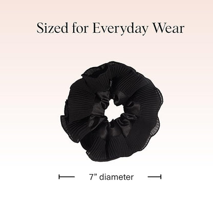 Kitsch Pleated Scrunchie for Women - No Crease Hair Ties No Damage, Stylish and Comfortable Fabric Ponytail Holders for Everyday Hairstyles & Spooky Season Looks | Ideal Gifts for Women - 1pc