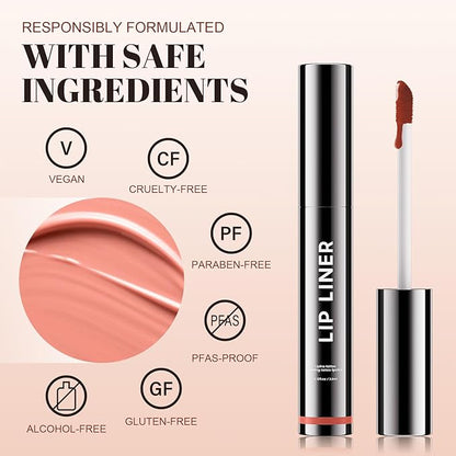 Lip Stain - Long Wear Tattoo Lip Liner, Waterproof & Transfer-proof Peel Off Lip Stain with Matte Finish, Lip Tint For All Skin Types, Great Gifts for Women (Cocoa)